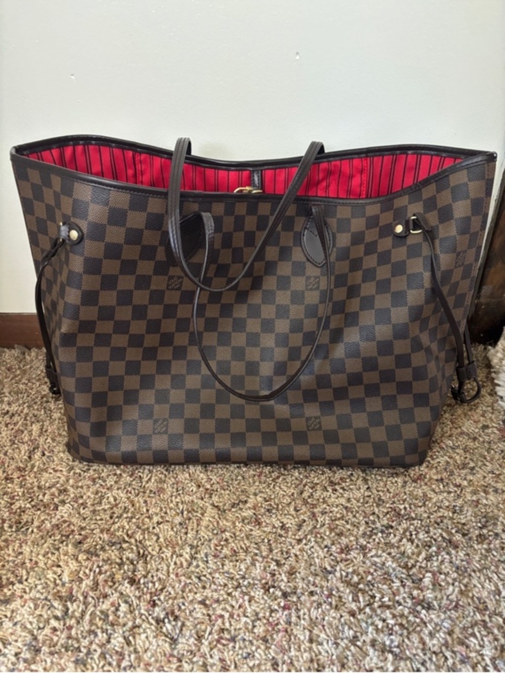 Brown fashion designer inspired  checker handbag